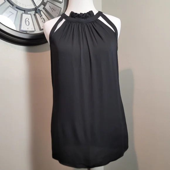 NWOT Etcetera Black Chiffon Sleeveless Blouse SIZE 00 - Picture 1 of 10